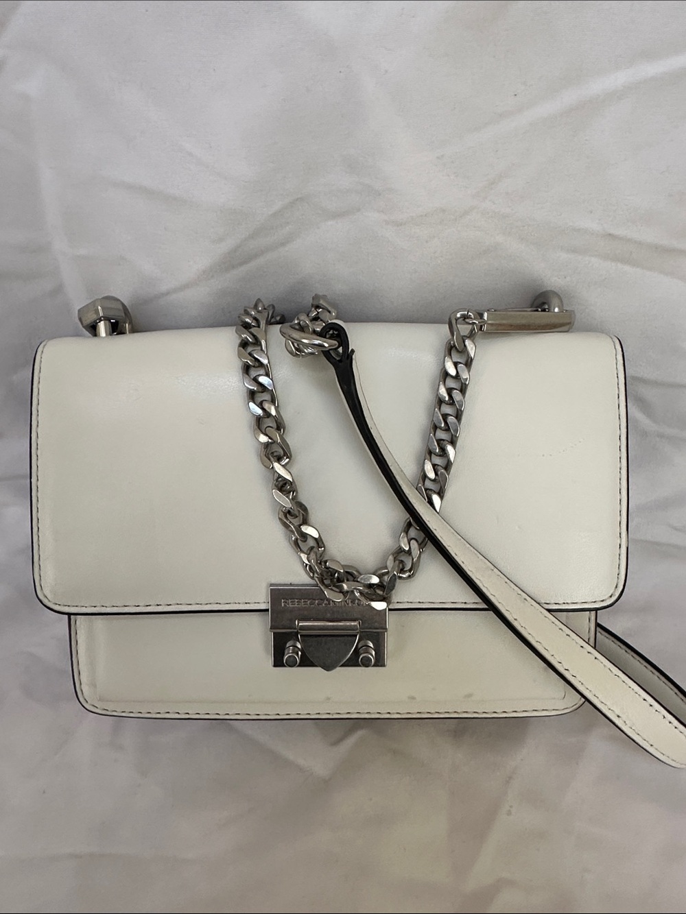 Rebecca Minkoff White silver chain strap Christy shoulder Bag